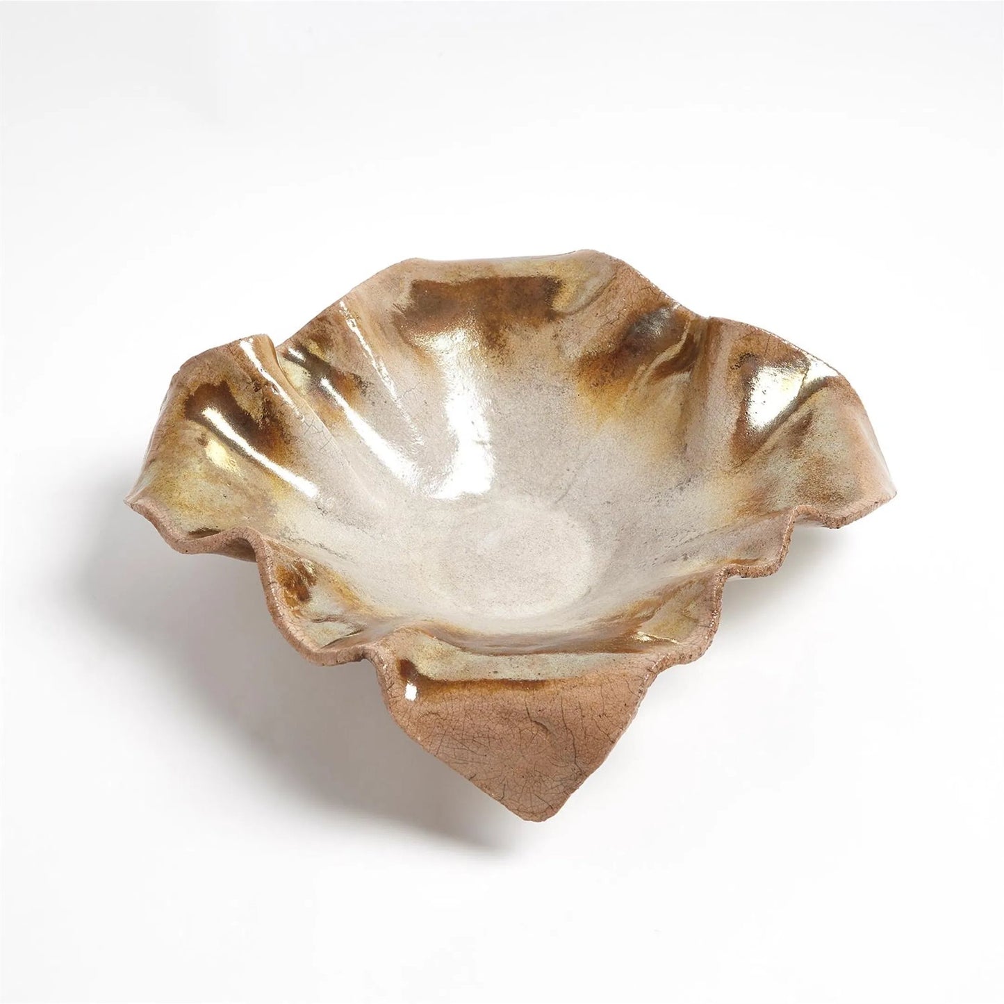 009 SR-827752 | Unknown | Folded Ripple Bowl by Global Views in raku. Made from ceramic in a eclectic & global style.