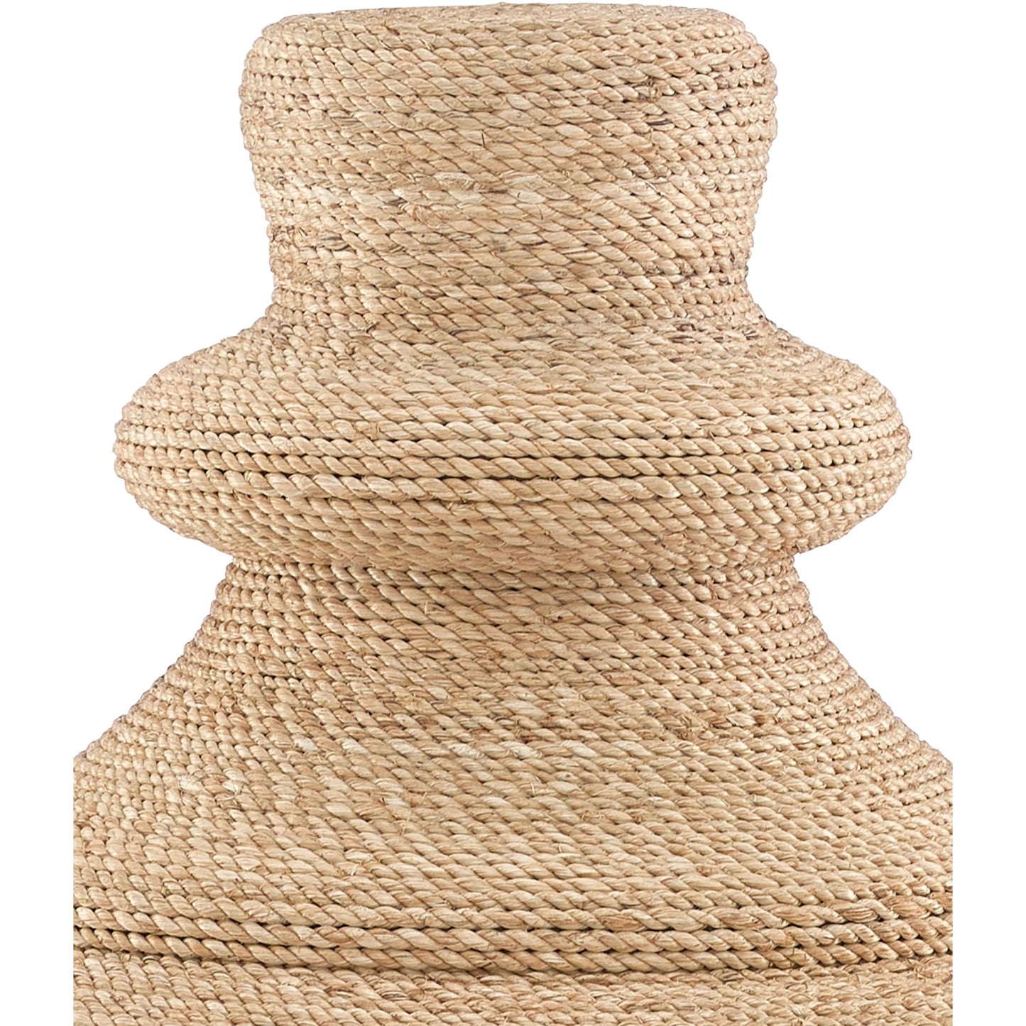 003 SR-767876 | Closeup | Jaru Rope Vessel by Currey and Company. Made from abaca rope, composite in a coastal style.