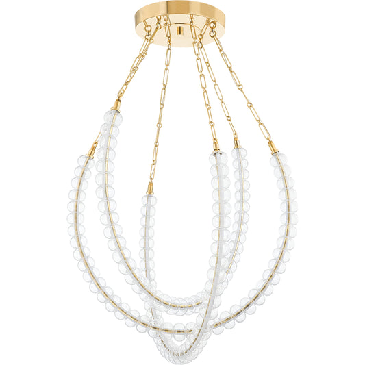 Celeste 3 Light Chandelier by Corbett in vintage brass. Made from brass in a modern style.