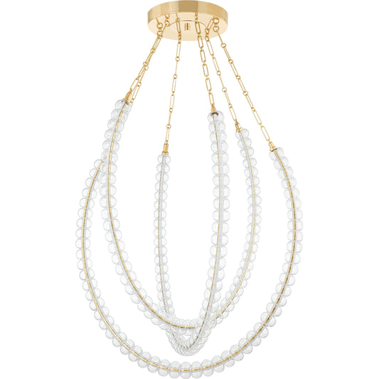 Celeste 3 Light Chandelier by Corbett in vintage brass. Made from brass in a modern style.