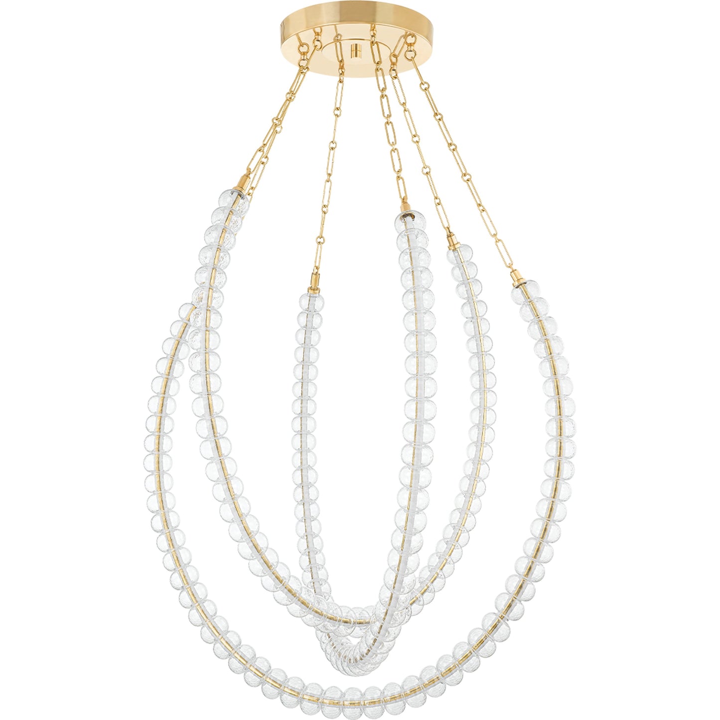 002 SI-2055022 | Primary Silo | Celeste 3 Light Chandelier by Corbett in vintage brass. Made from brass in a modern style.