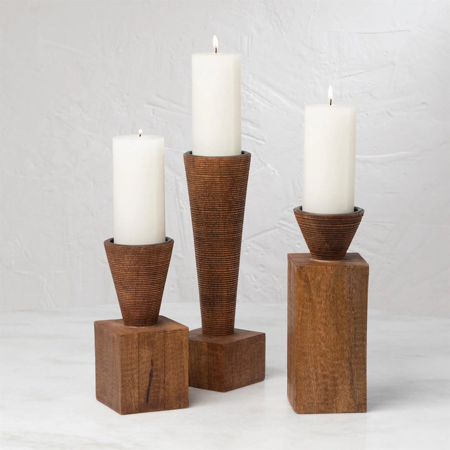 007 SR-828040 | Additional Silo | Turcan Pillar Holder by Global Views in brown textured. Made from mango in a eclectic & global style.