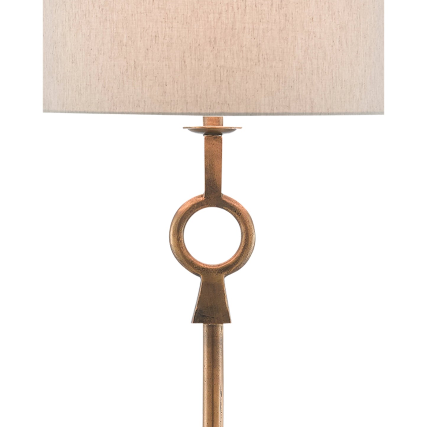 003 SR-767834 | Closeup | Germaine Floor Lamp by Currey and Company in antique brass. Made from aluminum in a transitional style.