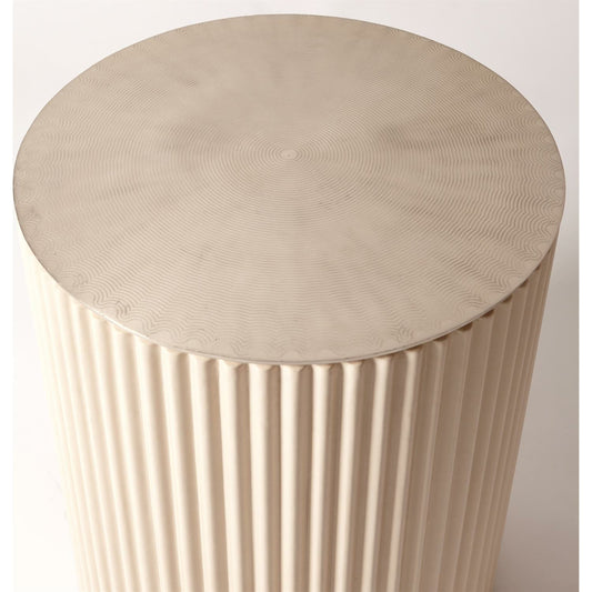 Camille Side Table by Global Views. Made from aluminum, leather in a transitional style.