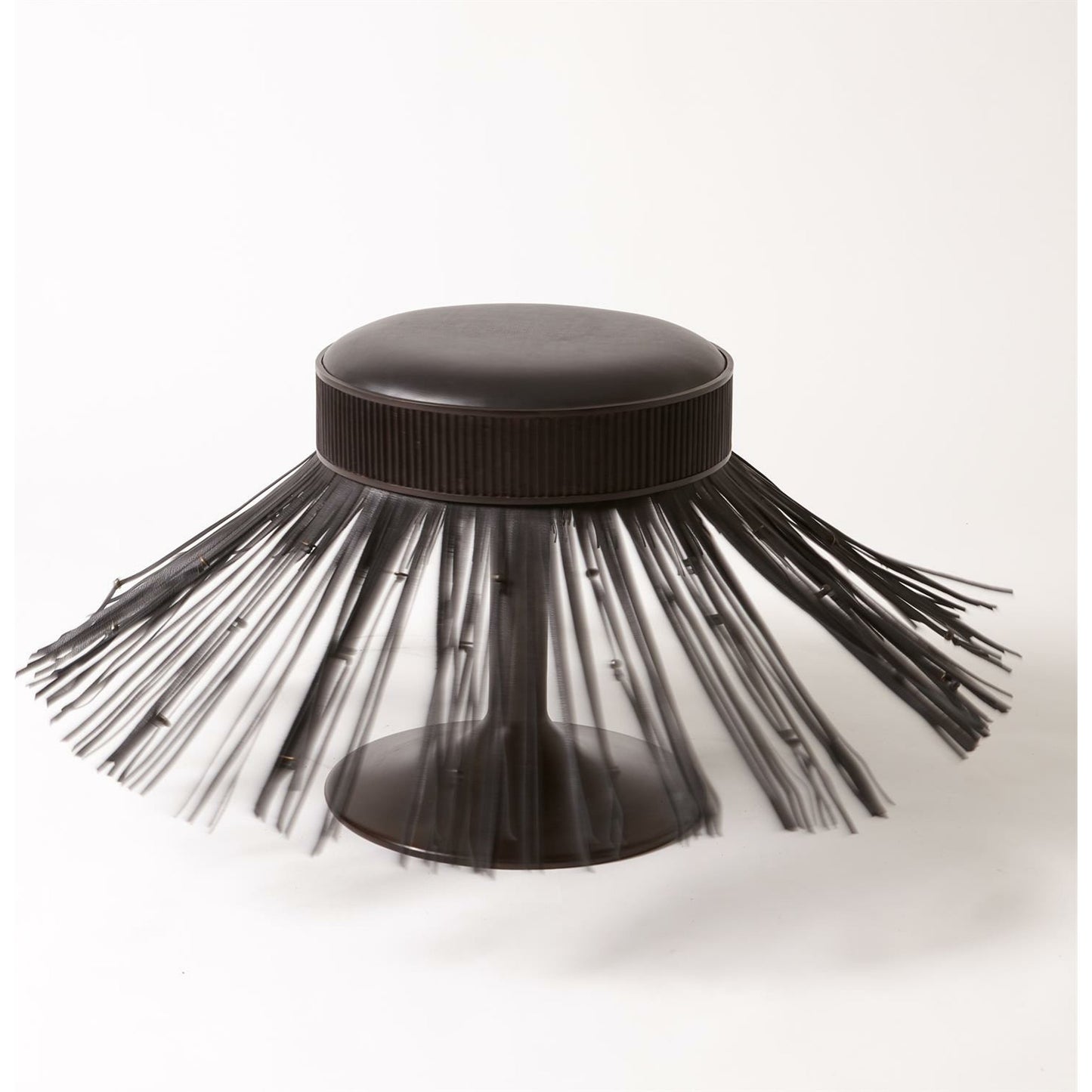 002 SR-892099 | Additional Silo | Grace Stool by Global Views in black. Made from brass, leather, mild steel in a eclectic & global style.
