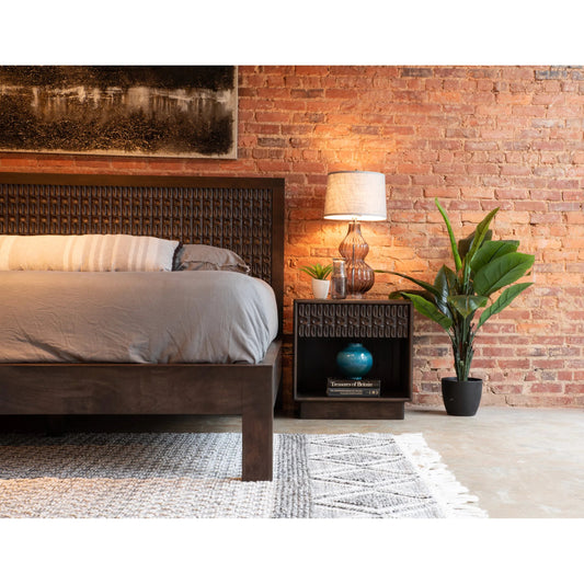 Cairo Bed by World Interiors in brown and dark java. Made from mango wood in a traditional style.