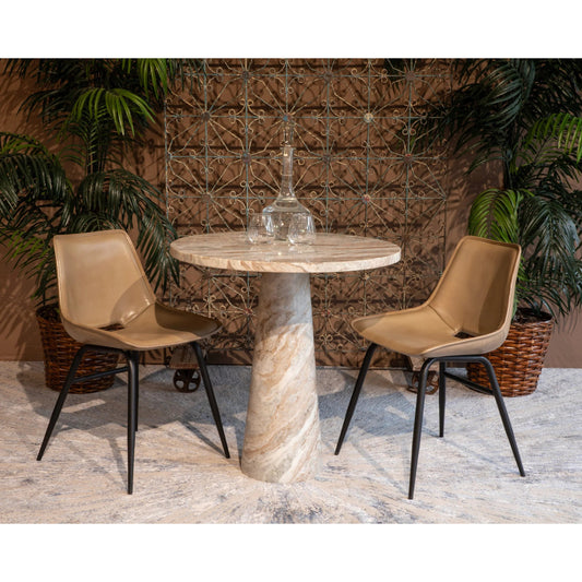 Giza 30" Round Dining Table by World Interiors in brown and toronto marble. Made from marble in a modern style.