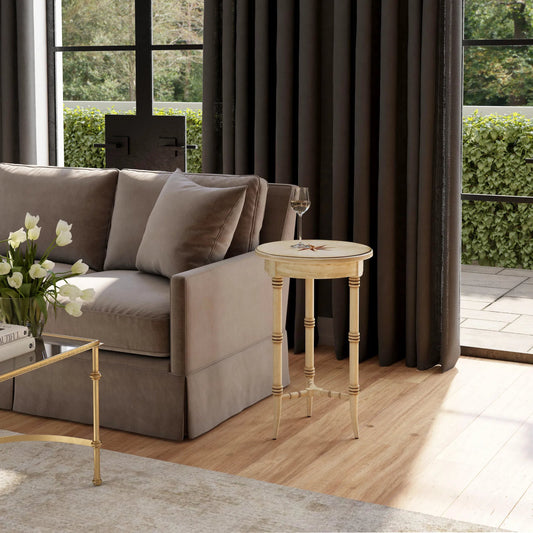 Isla Star Accent Table by Butler Specialty Company in beige and antique beige. Made from rubberwood solids, mdf, cherry, maple and walnut veneers in a cottage & farmhouse style.