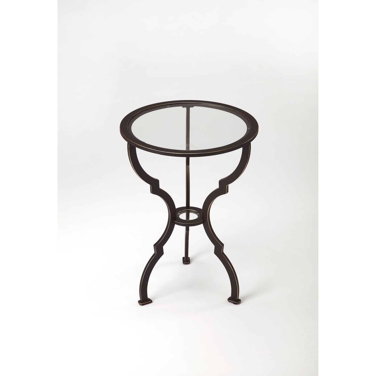 002 O-BUTLER-3666025 | Additional Silo | Yvonne Metal End Table by Butler Specialty Company in black and metalworks. Made from iron, glass in a modern style.