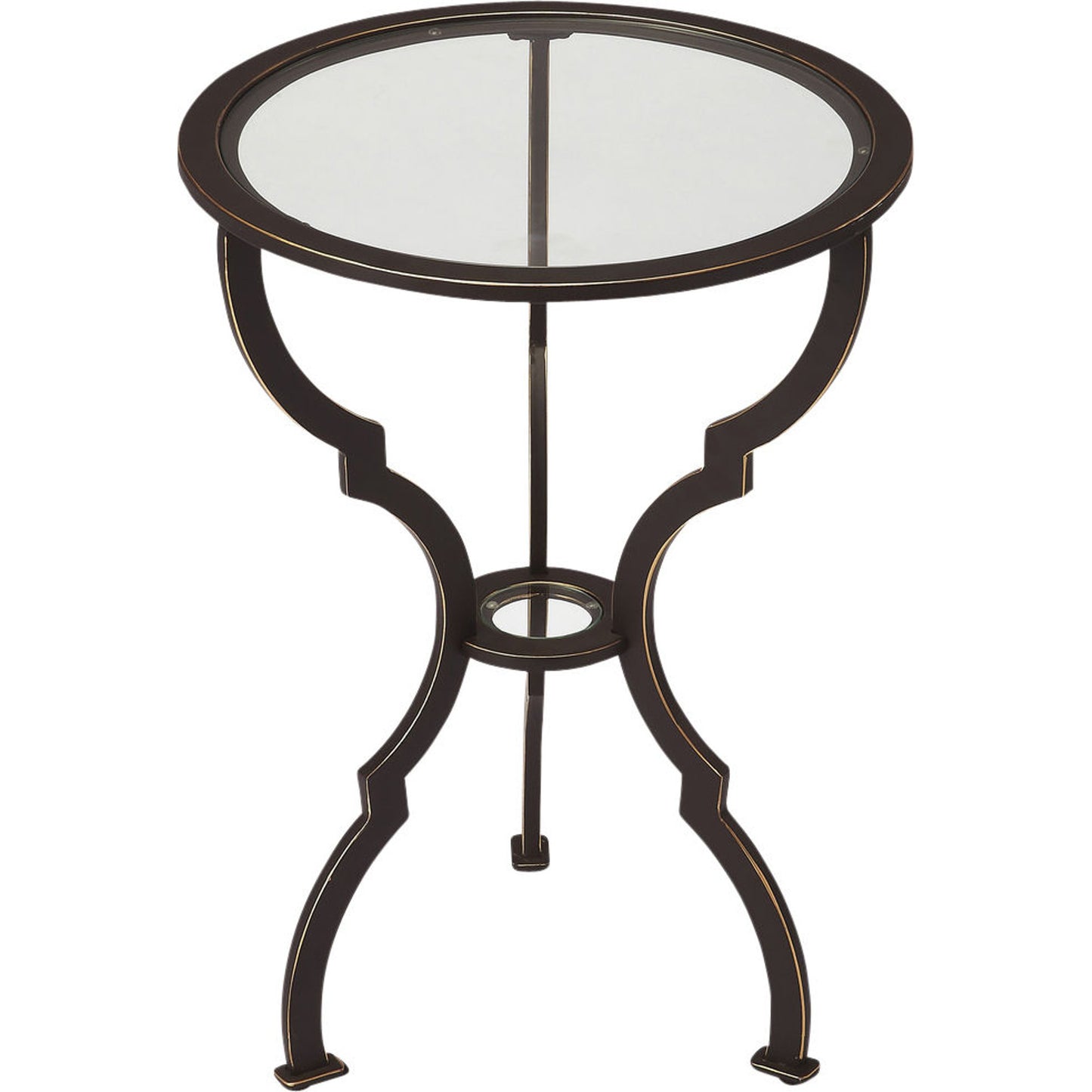 001 O-BUTLER-3666025 | Additional Silo | Yvonne Metal End Table by Butler Specialty Company in black and metalworks. Made from iron, glass in a modern style.