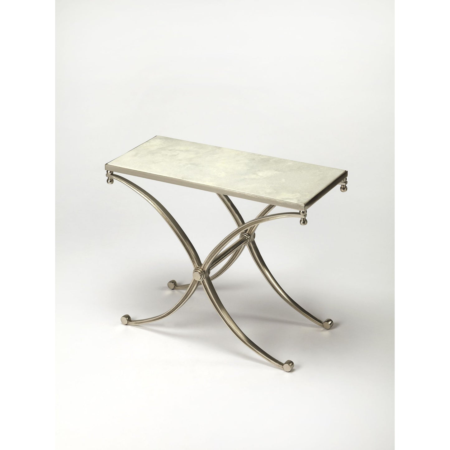 002 O-BUTLER-3675260 | Additional Silo | Duvall Marble End Table by Butler Specialty Company in silver and modern expressions. Made from aluminium, iron, white marble in a modern style.