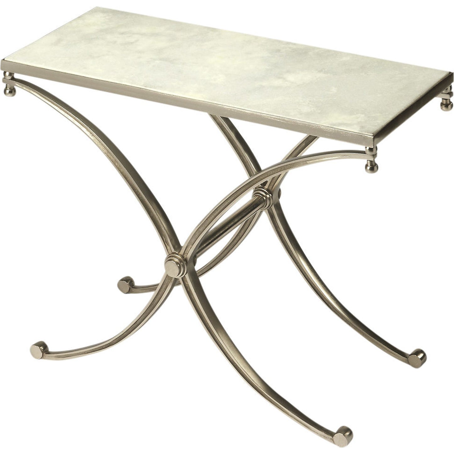 001 O-BUTLER-3675260 | Additional Silo | Duvall Marble End Table by Butler Specialty Company in silver and modern expressions. Made from aluminium, iron, white marble in a modern style.