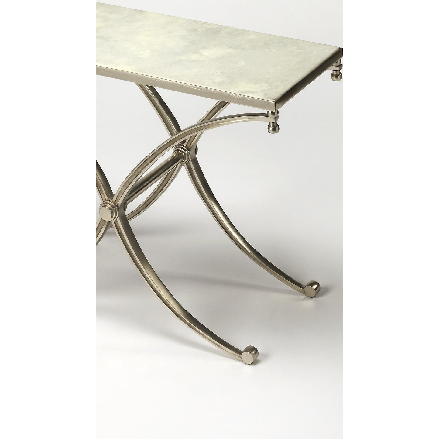 003 O-BUTLER-3675260 | Additional Silo | Duvall Marble End Table by Butler Specialty Company in silver and modern expressions. Made from aluminium, iron, white marble in a modern style.