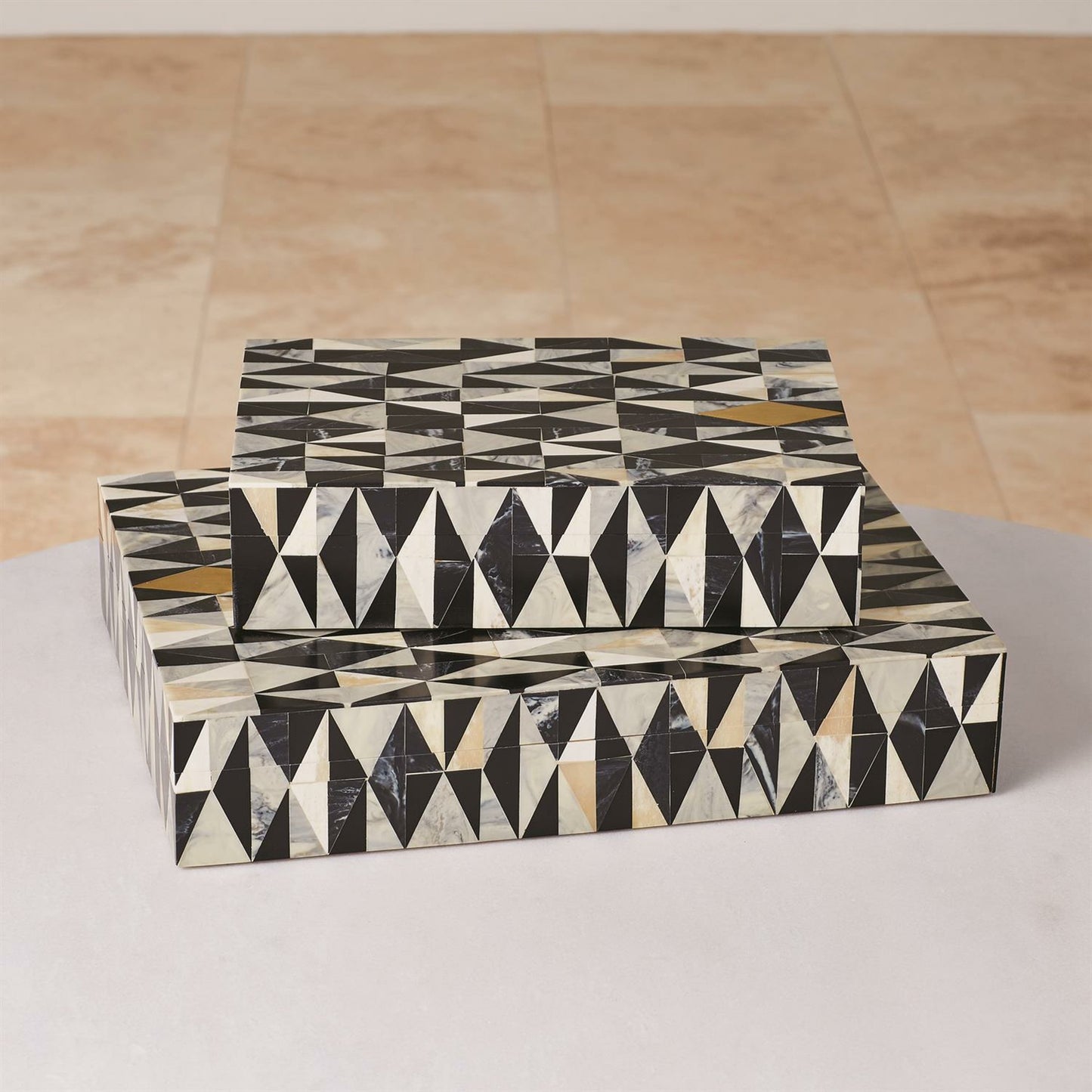 011 SR-890524,SR-890525 | Additional Silo | Brass Diamond Box by Global Views. Made from mdf, brass, resin in a eclectic & global style.