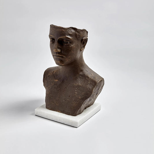 Head Sculpture by Global Views. Made from iron, white marble in a eclectic & global style.