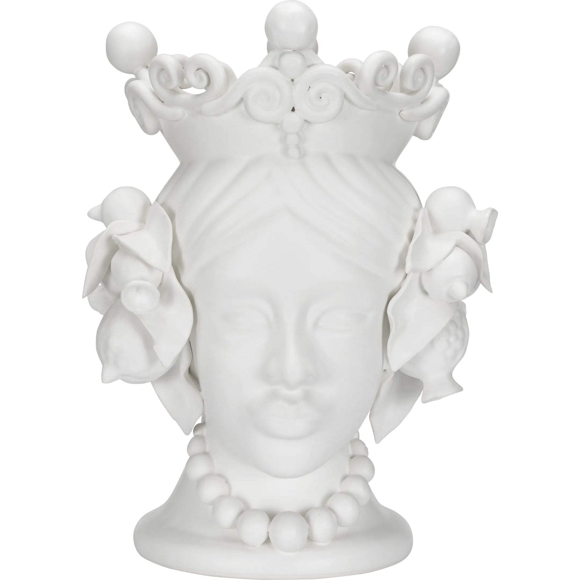 Elisabetta Female Head by Chelsea House in matte white glaze. Made from unique in a traditional style.