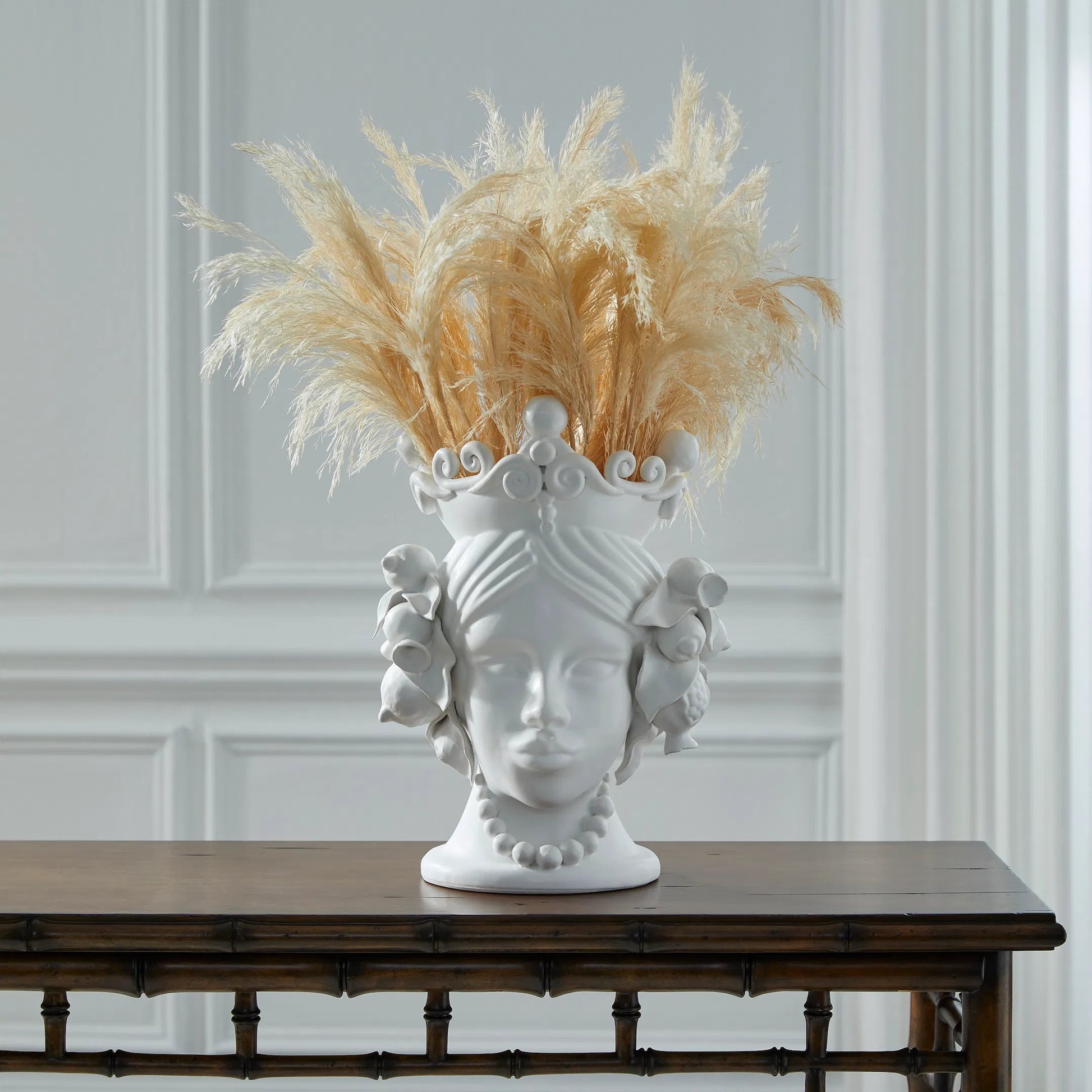 Elisabetta Female Head by Chelsea House in matte white glaze. Made from unique in a traditional style.