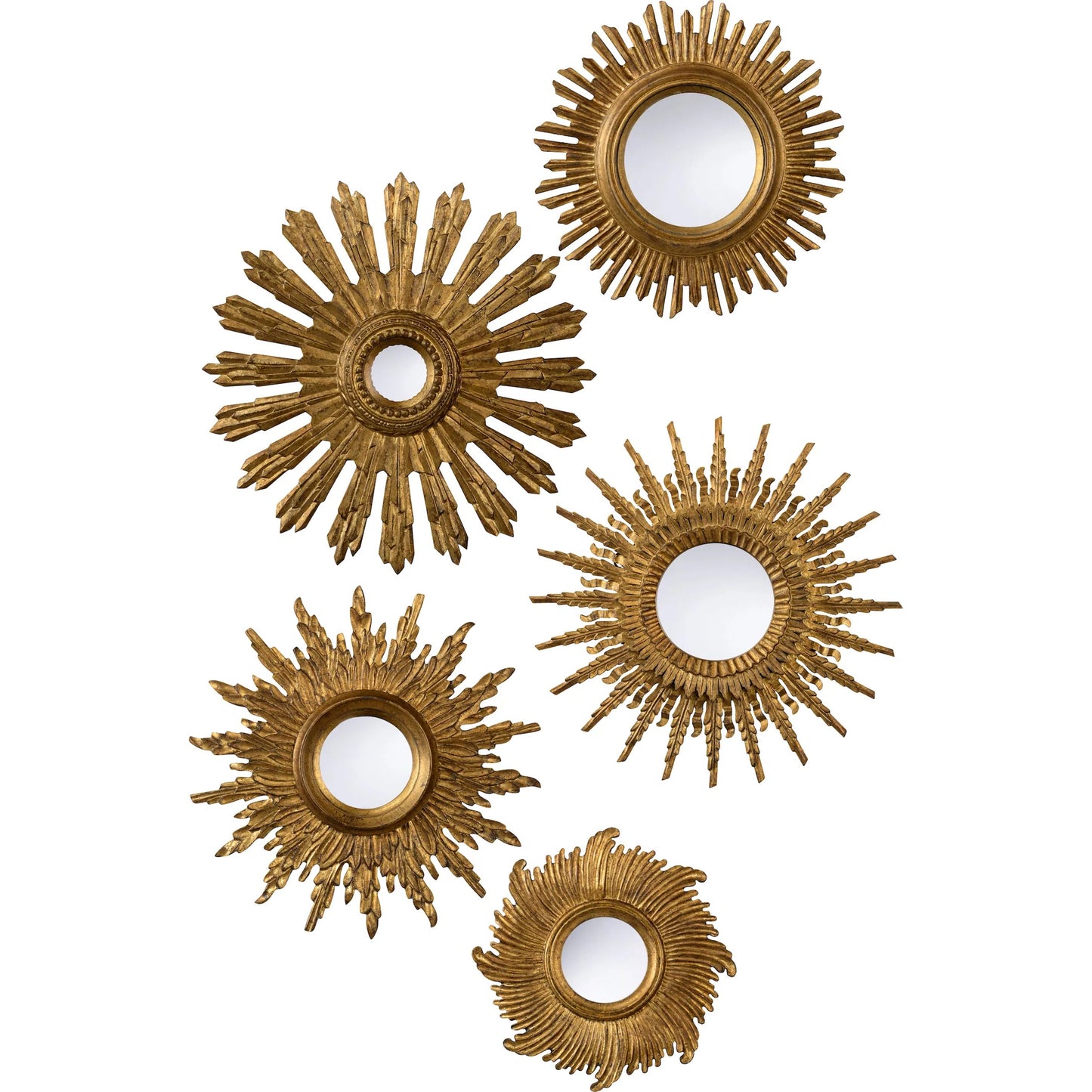001 SI-2334978 | Primary Silo | Gold Starburst Mirrors (Set of 5) by Chelsea House in gold and antique gold. Made from unique in a unique style.