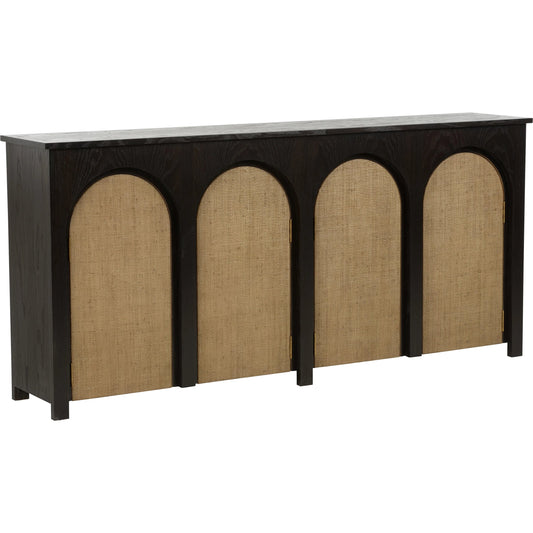 Wrightsbury Console by Chelsea House in black and black, natural. Made from wood, grasscloth in a traditional style.