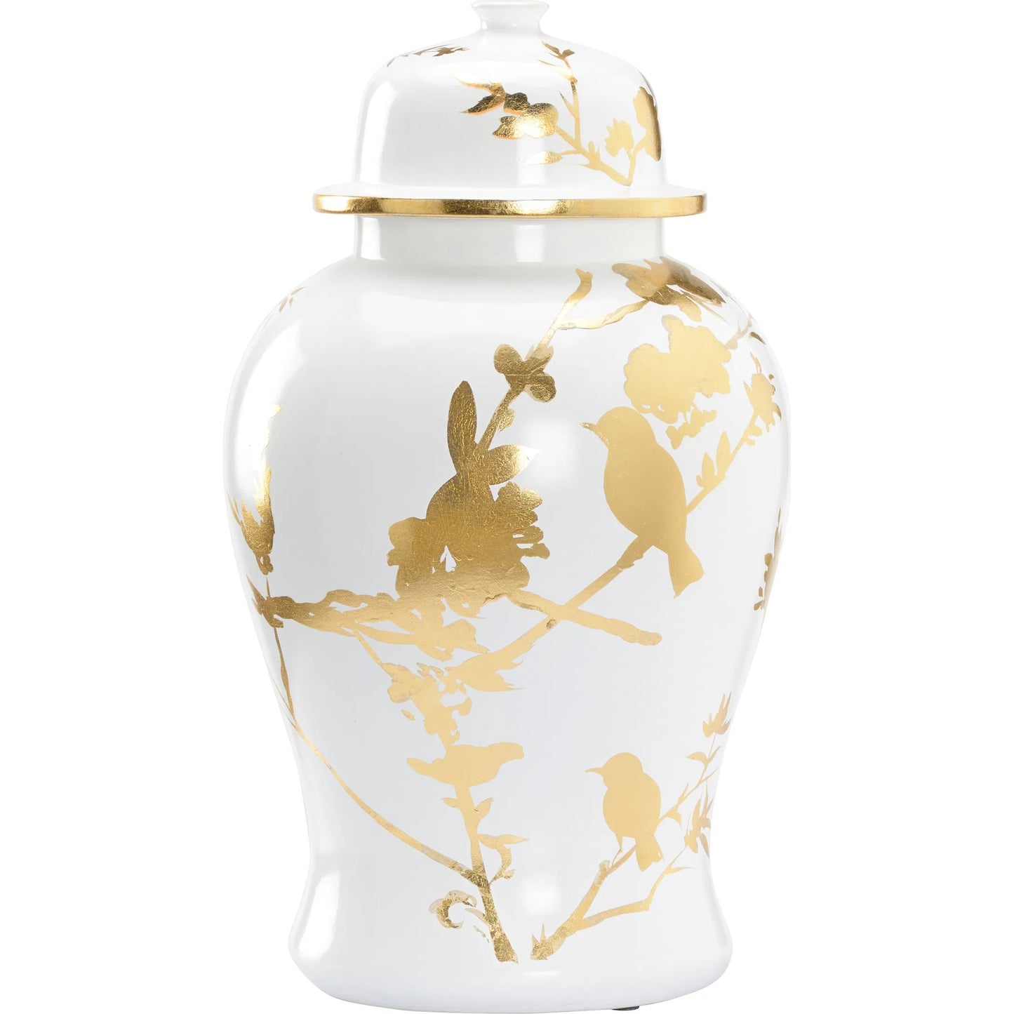 002 SI-2335059 | Additional Silo | Winged Creatures Ginger Jar by Chelsea House in white, cream, gold and white glaze, gold leaf. Made from unique in a unique style.