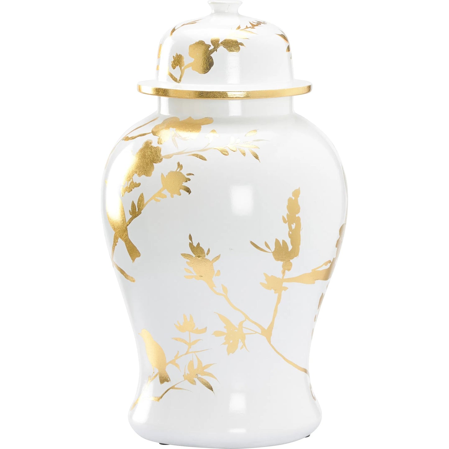 003 SI-2335059 | Additional Silo | Winged Creatures Ginger Jar by Chelsea House in white, cream, gold and white glaze, gold leaf. Made from unique in a unique style.