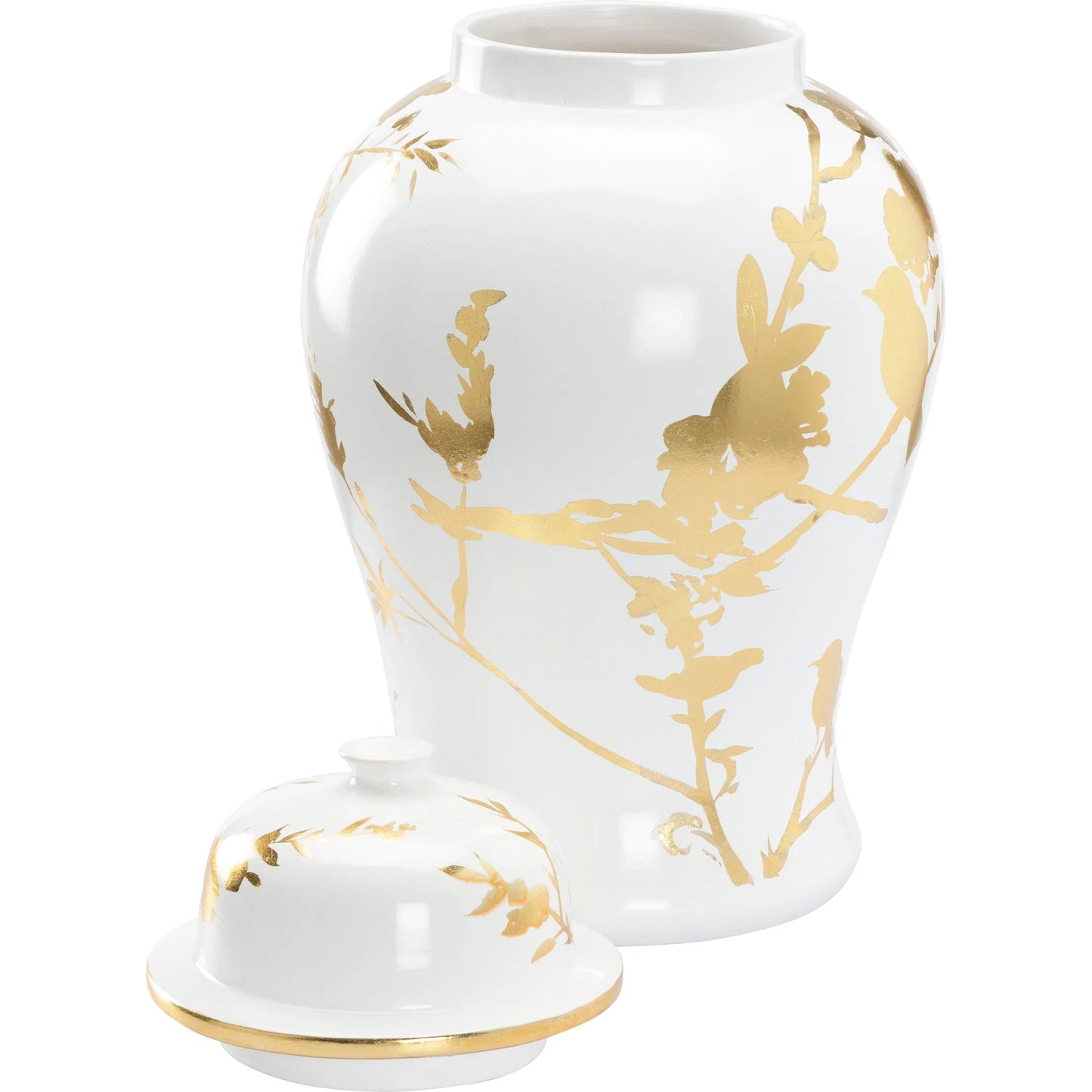 004 SI-2335059 | Additional Silo | Winged Creatures Ginger Jar by Chelsea House in white, cream, gold and white glaze, gold leaf. Made from unique in a unique style.