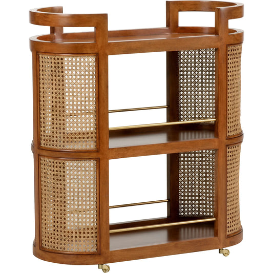 Berkshire Bar Cart by Chelsea House in brown, gold and maple, natural, antique brass. Made from unique in a rustic style.