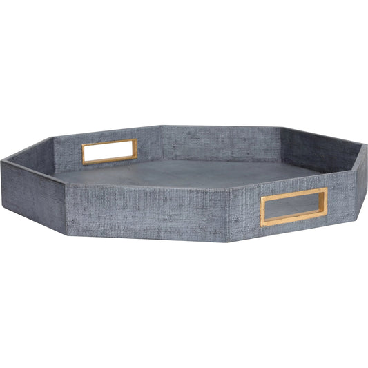 Royal Oak Tray by Chelsea House in blue, gold and blue, gold leaf. Made from unique in a modern style.