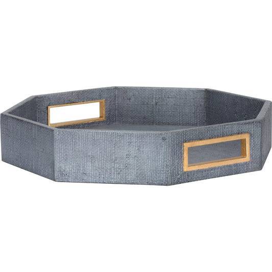 Royal Oak Tray by Chelsea House in blue, gold and blue, gold leaf. Made from unique in a modern style.