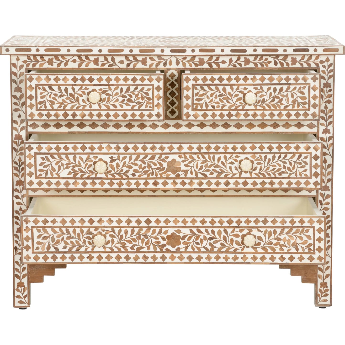 003 SI-2335063 | Additional Silo | Zara Chest by Chelsea House in brown, white, cream and brown, white. Made from teak wood in a unique style.