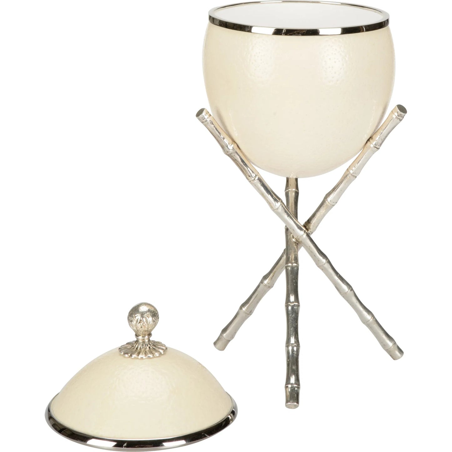 002 SI-2335023 | Additional Silo | The Tripod Ostrich Eggshell Box by Chelsea House in white, cream, silver and silverplated, cream. Made from unique in a unique style.