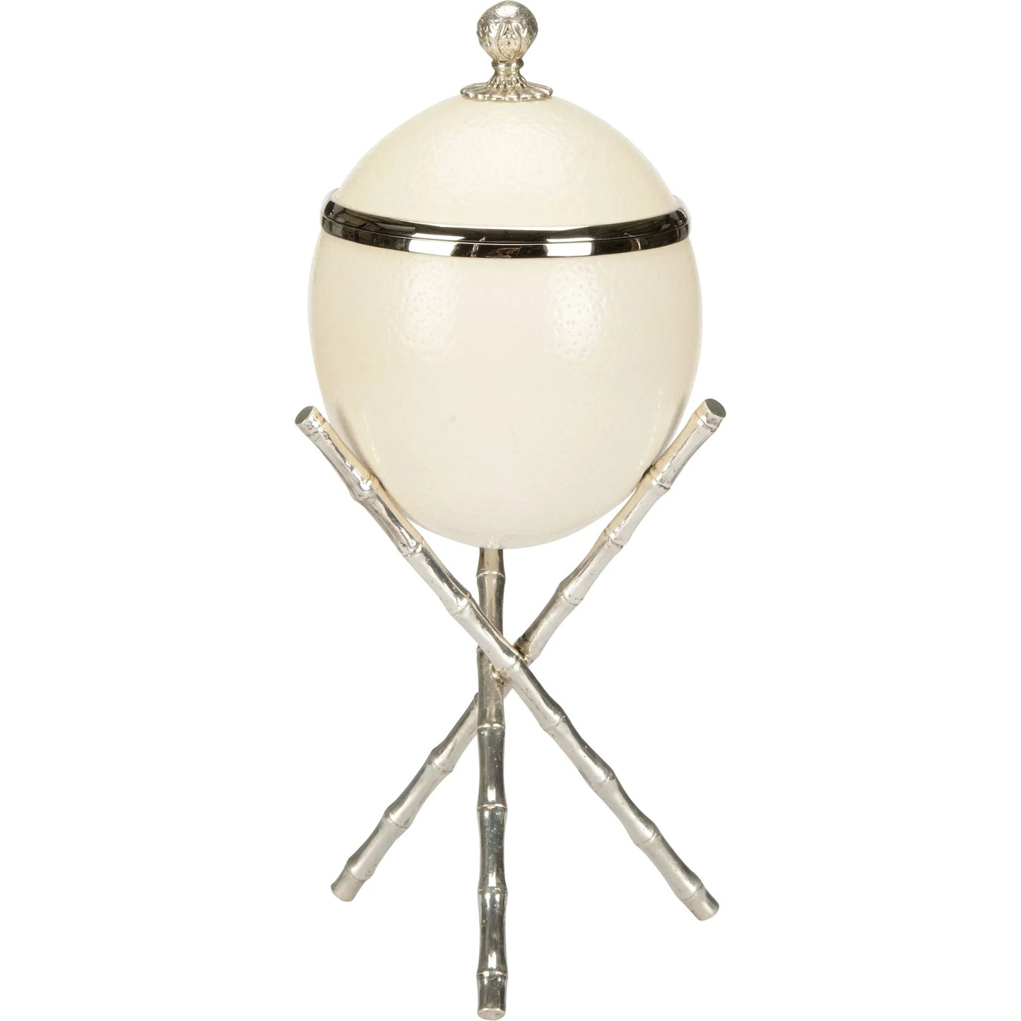 001 SI-2335023 | Primary Silo | The Tripod Ostrich Eggshell Box by Chelsea House in white, cream, silver and silverplated, cream. Made from unique in a unique style.