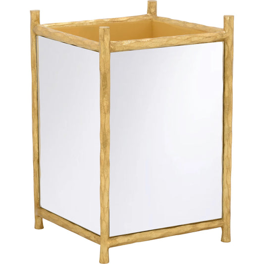 Hand Hammered Mirror Planter by Chelsea House in gold and gold, clear, plain. Made from unique in a transitional style.