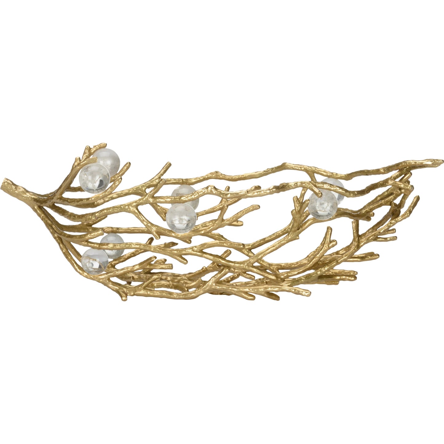 003 SI-2334917 | Additional Silo | Open Twig and Crystal Balls Bowl by Chelsea House in gold and metallic gold, k9. Made from unique in a modern style.