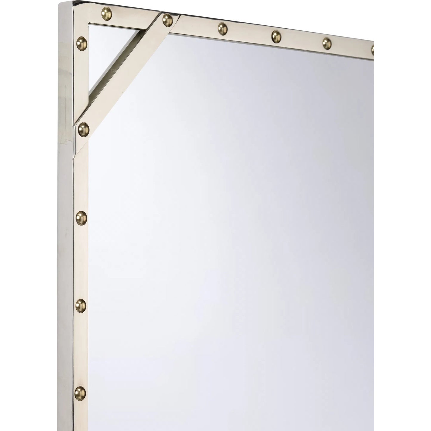002 SI-2387823 | Closeup | Rivet Mirror by Chelsea House in polished nickel, polished brass, clear. Made from unique in a transitional style.