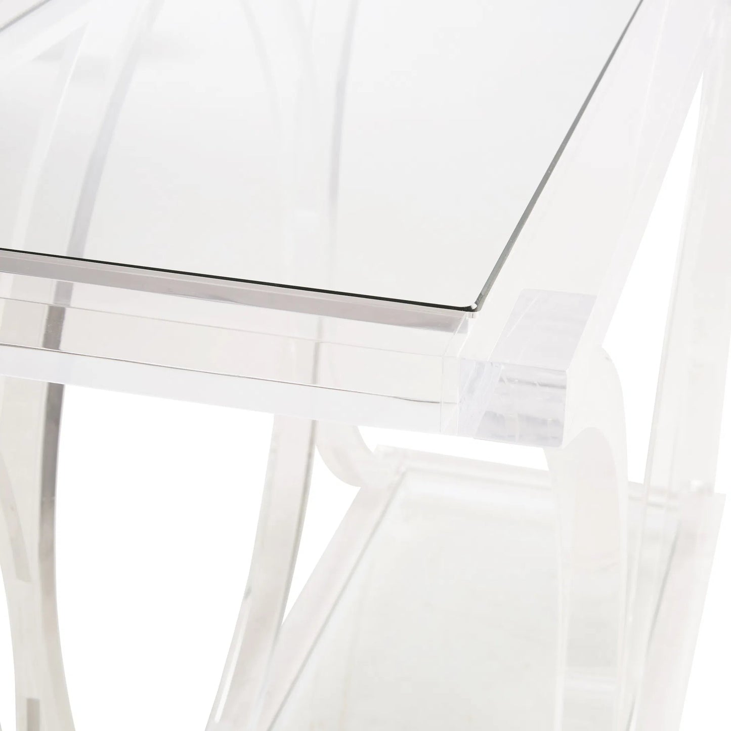 004 SI-2387858 | Closeup | Sweeping Acrylic Console by Chelsea House in clear. Made from unique in a transitional style.