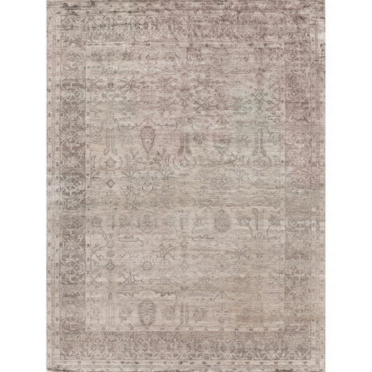 Antique'd Silk 3707 Rug by Exquisite Rugs in taupe. Made from bamboo silk in a unique style.