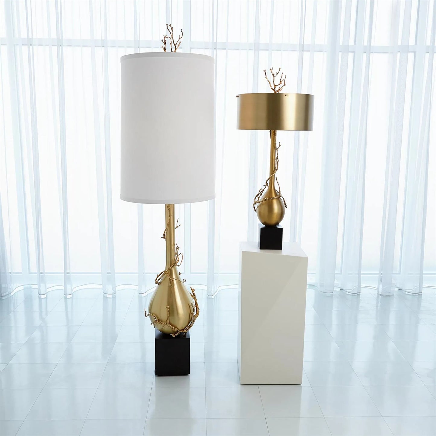 005 SR-702256 | Lifestyle | Twig Bulb Floor Lamp by Global Views. Made from brass, stainless steel in a transitional style.