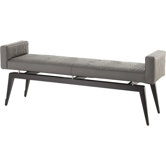 Faux Bois City Bench by Global Views in ebony lacquer, polished nickel. Made from beech in a modern style.