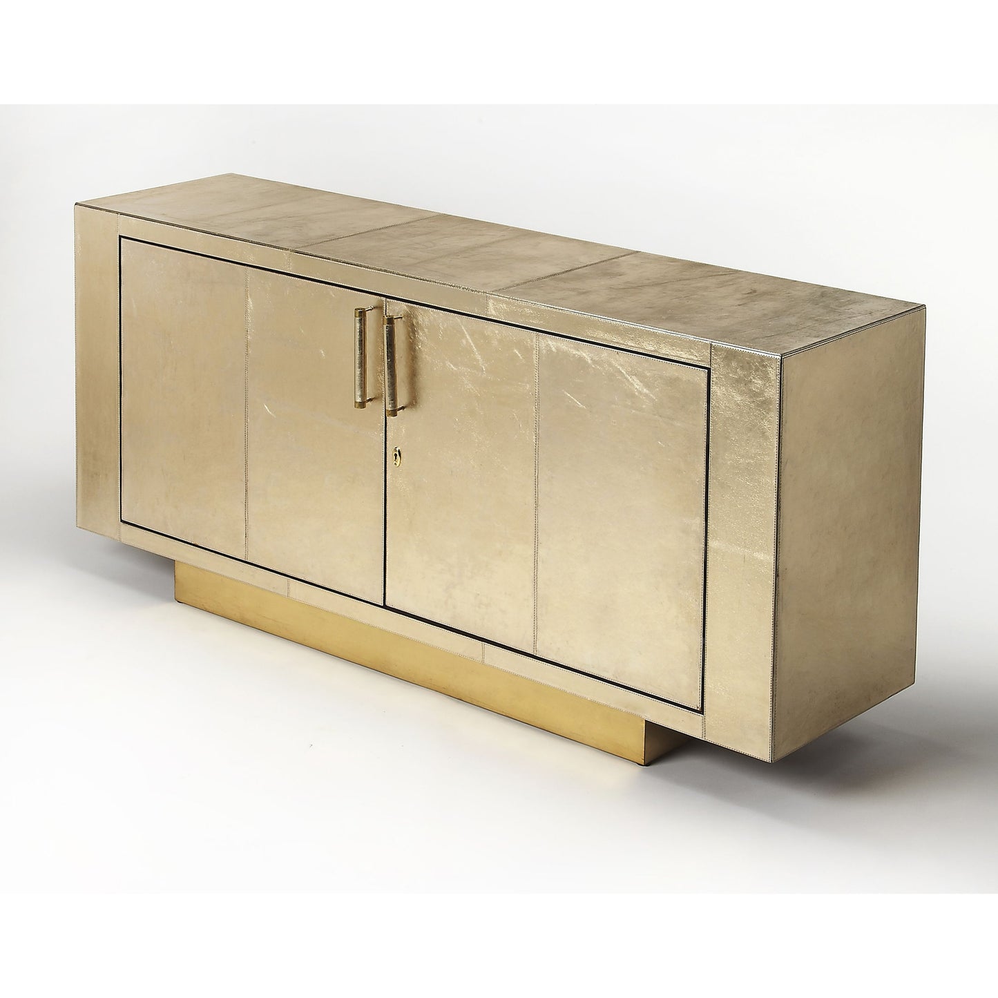 004 O-BUTLER-3736350 | Additional Silo | Francois Buffet by Butler Specialty Company in gold and cosmopolitan. Made from marandi wood solids, mdf, leather, polysuede cloth, brass in a eclectic & global style.