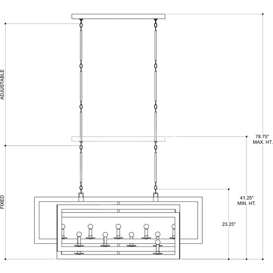 Middleton Rectangular Chandelier by Currey and Company. Made from wrought iron in a modern style.