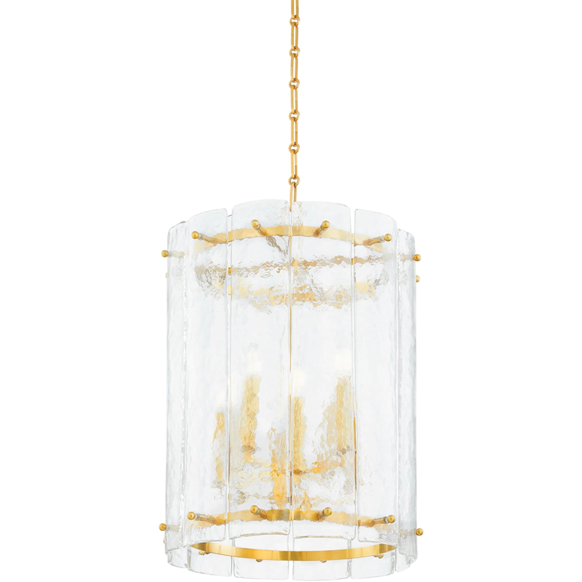 Rio Lantern by Corbett in vintage polished brass. Made from steel in a traditional style.