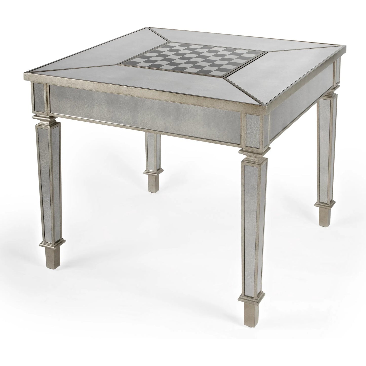 001 S-242458 | Primary Silo | Celeste Mirrored Game Table by Butler Specialty Company in silver and mirror. Made from poplar hardwood solids, mdf in a traditional style.