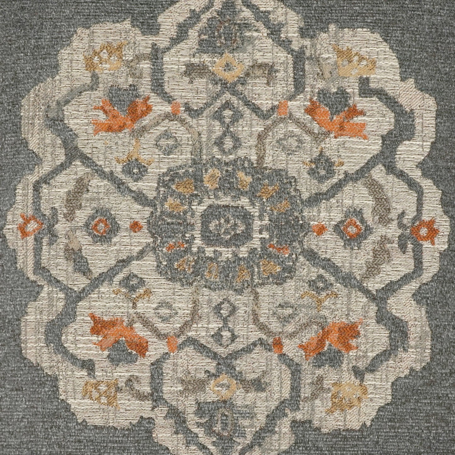 002 SI-2027882 | Closeup | Gathering Pillow by DV Kap Home in grey. Made from 70% polyester, 30% polyester chenille in a traditional style.