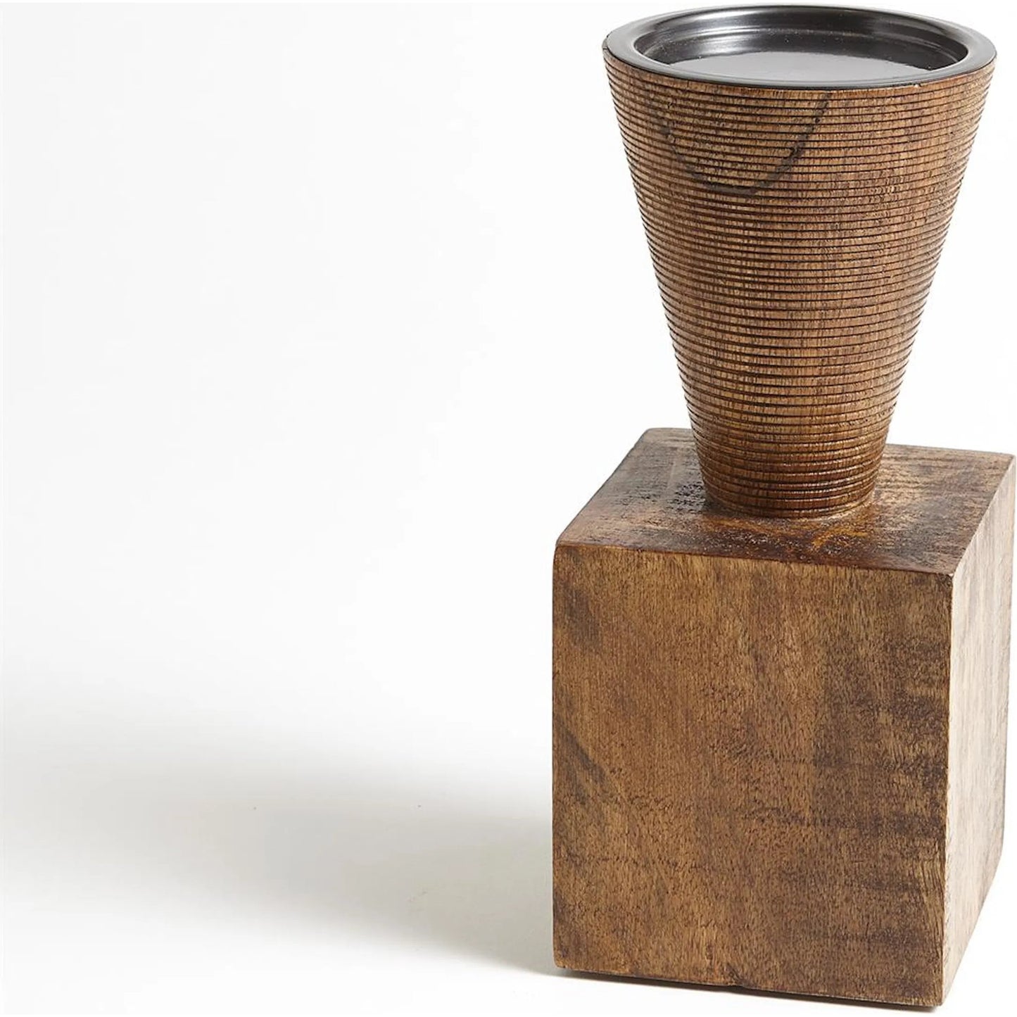 004 SR-828040 | Additional Silo | Turcan Pillar Holder by Global Views in brown textured. Made from mango in a eclectic & global style.