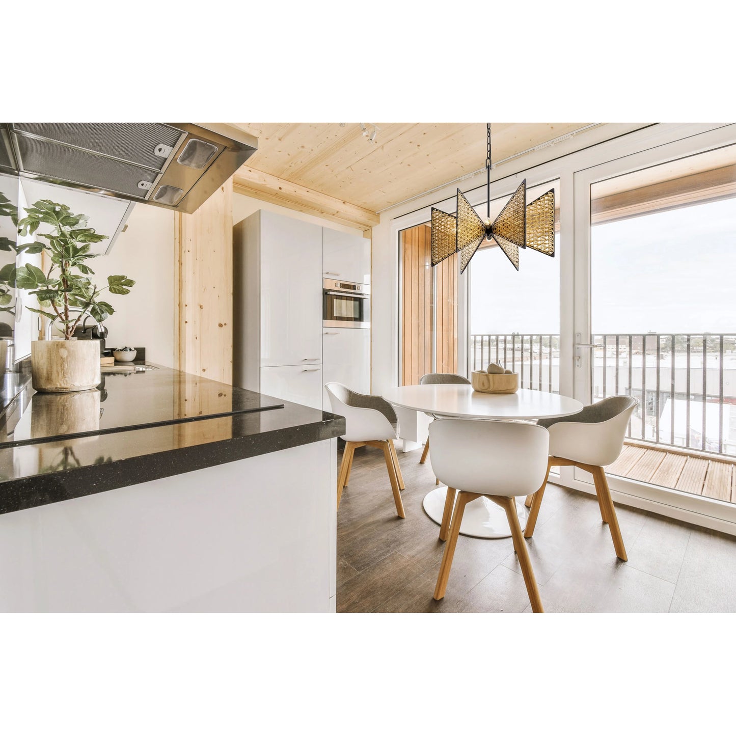 016 SI-1991465 | Lifestyle | Machina Chandelier by Varaluz in matte black/sulihiya. Made from unique in a cottage & farmhouse style.