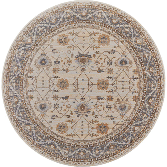 Celene Traditional Bordered Rug - 39KVF by Feizy in tan, ivory, gray. Made from viscose, polyester in a unique style.