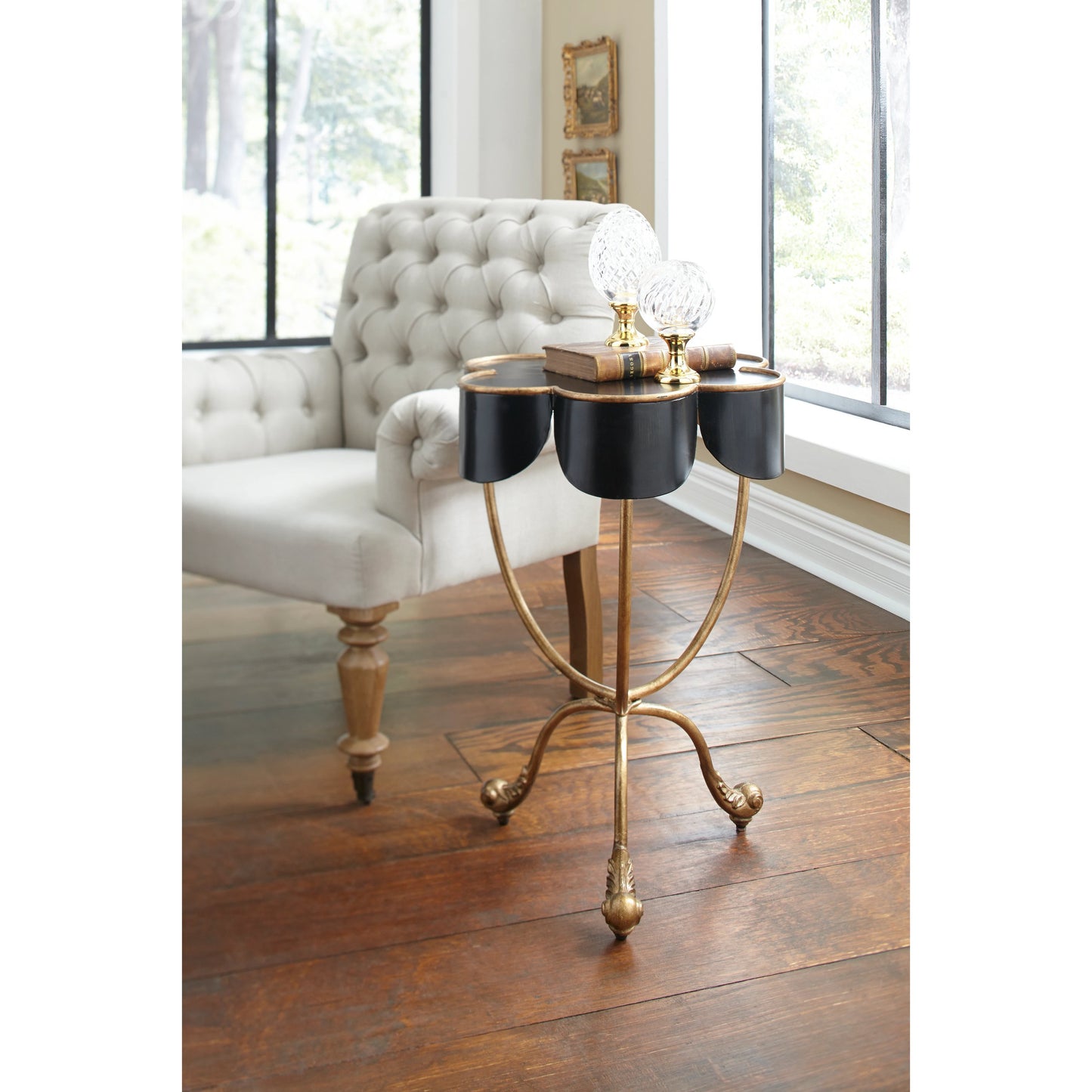 003 SR-383862 | Additional Silo | Seville Accent Table by Chelsea House in black, antique gold accents. Made from metal in a transitional style.