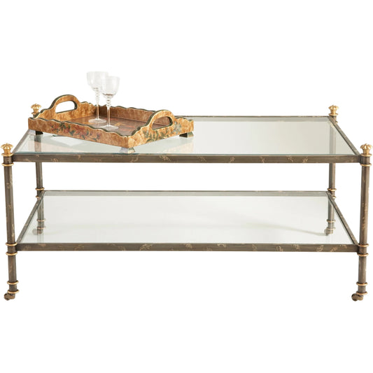 Mcbride Cocktail Table by Chelsea House in silver. Made from metal, glass in a traditional style.