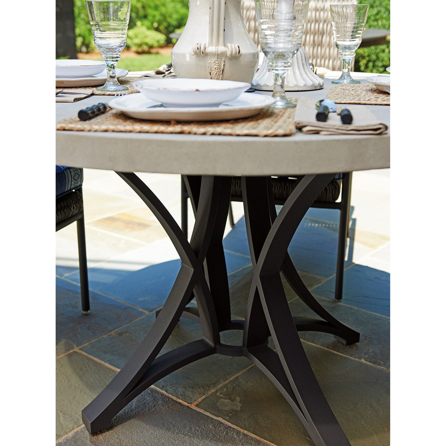 002 SR-836661 | Additional Silo | Cypress Point Ocean Terrace Dining Table With Weatherstone Top by Tommy Bahama Outdoor in limestone. Made from unique in a modern style.